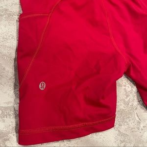 Red Lululemon fast and free short, 6 in
